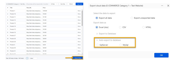 Auto-data export