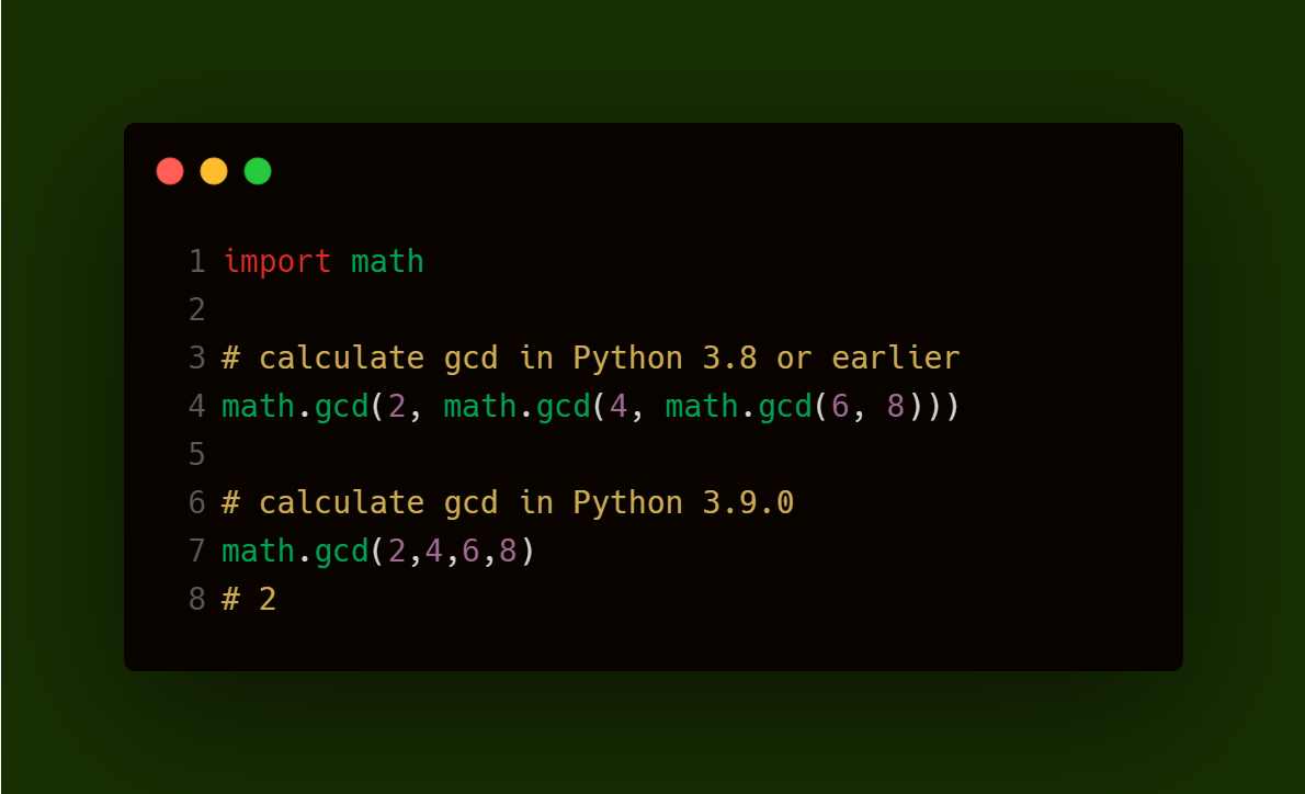 Python 3.9 feature - GCD