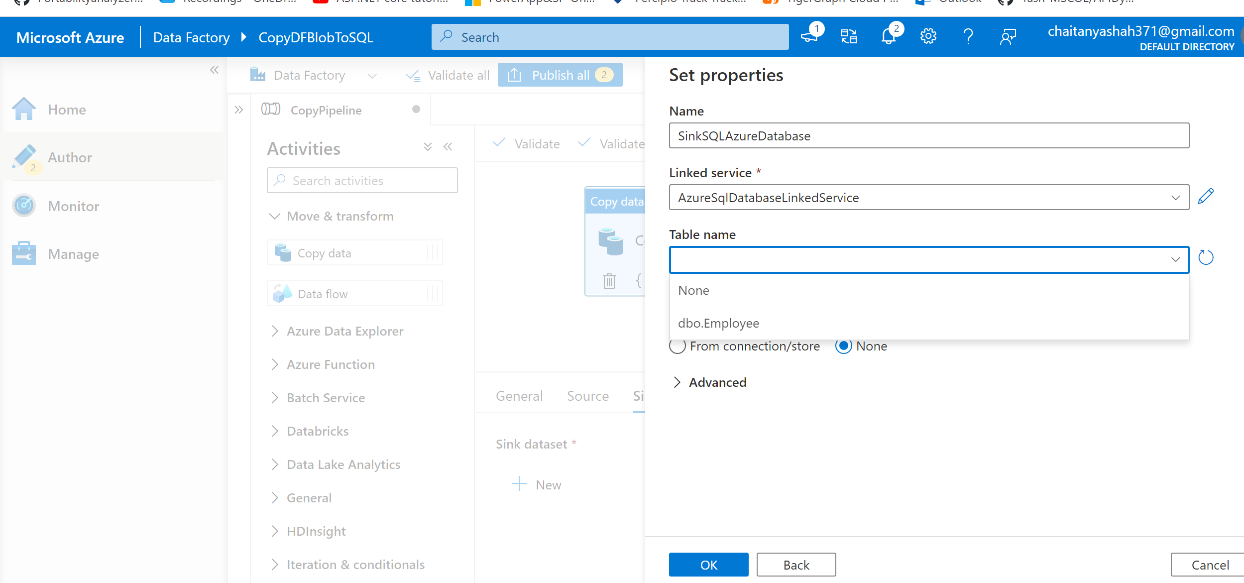From Blob Storage to SQL Database Using Azure Data Factory