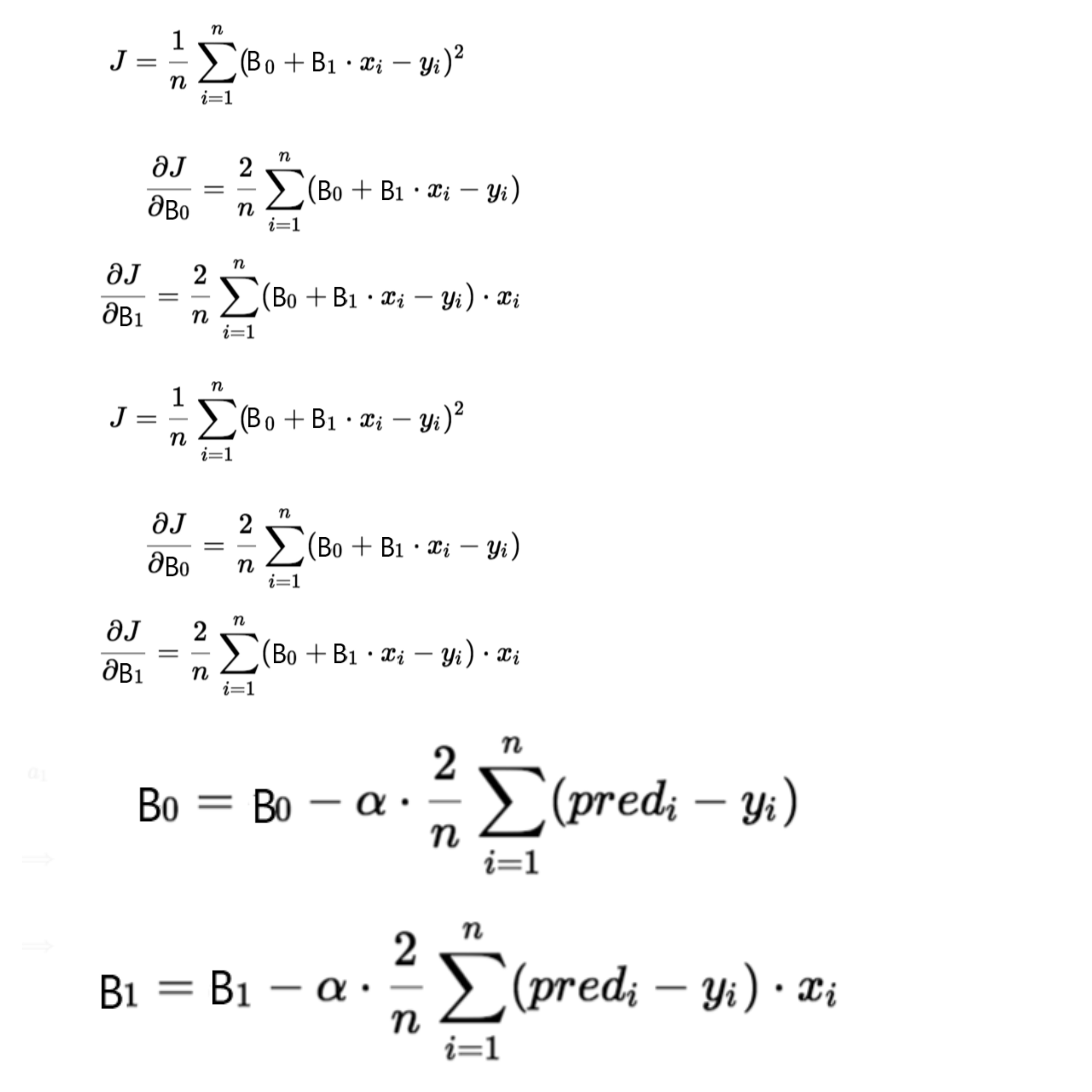 Gradient Descent for Linear Regression | formula