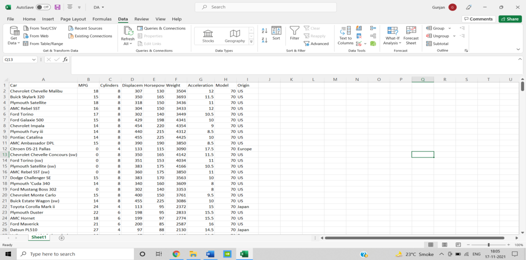 cleaned data excel