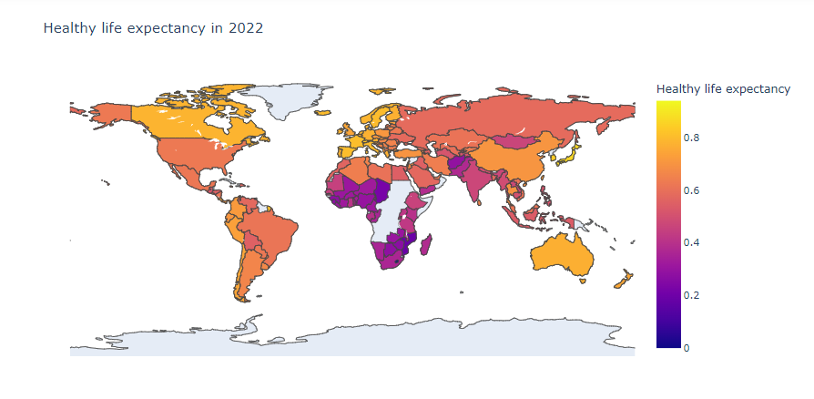 Healthy life expectancy in 2022