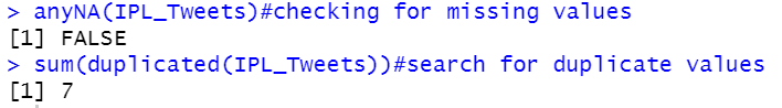 text mining - missing and duplicate values