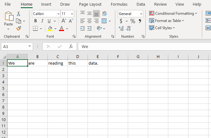 reading data from excel