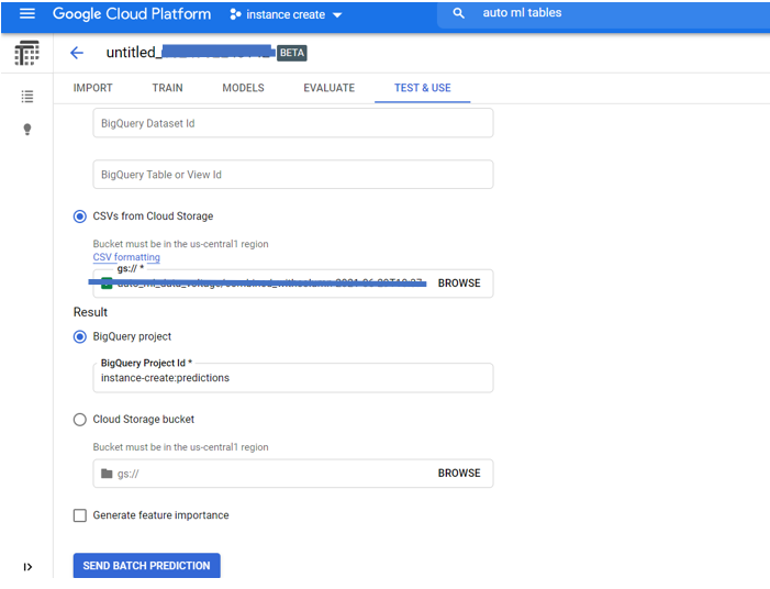 prediction with bigquery