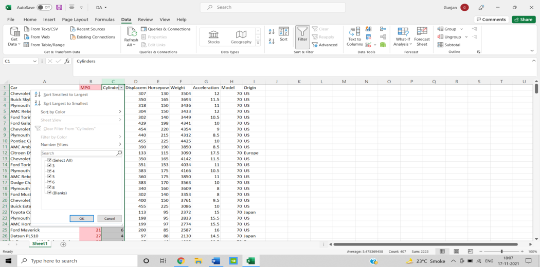 Excel Tutorial | excel for data analysis | Data analysis using excel