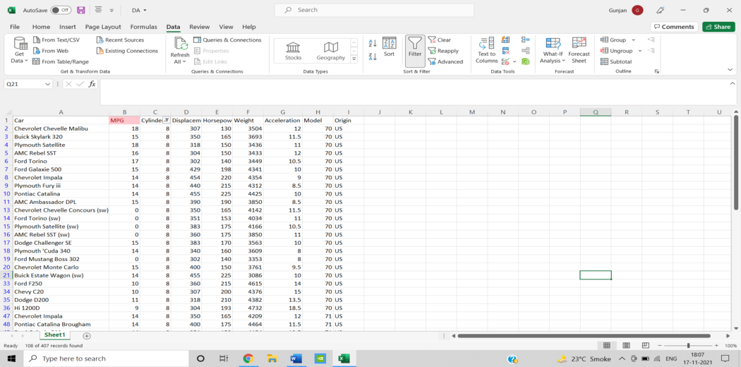 Excel Tutorial | excel for data analysis | Data analysis using excel