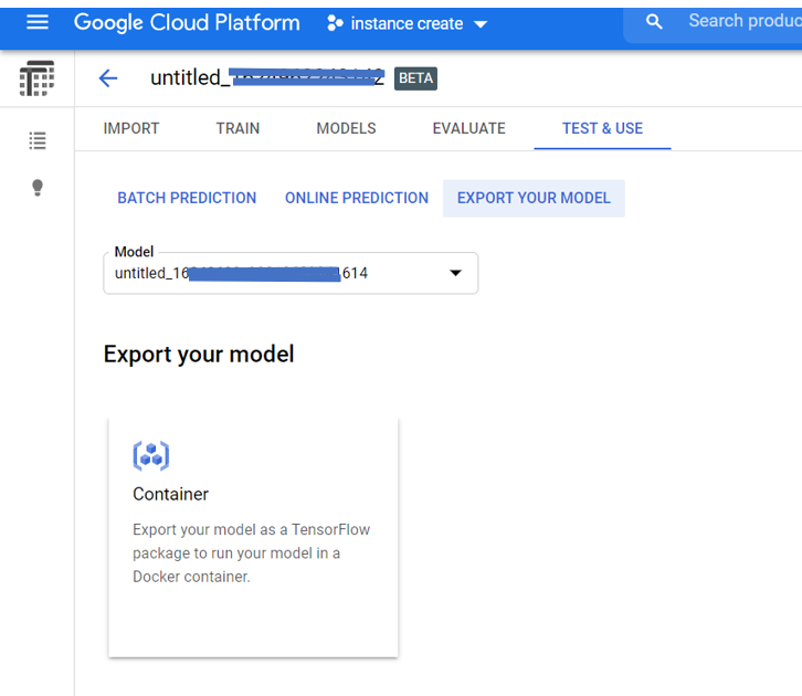 export model | ML model automl bigquery