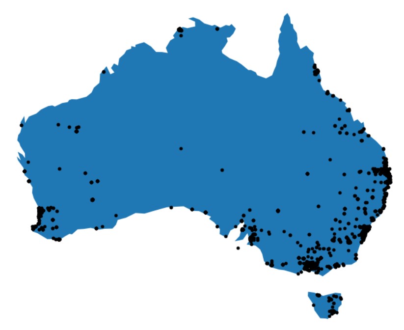Plotting the transactions over the map of australia