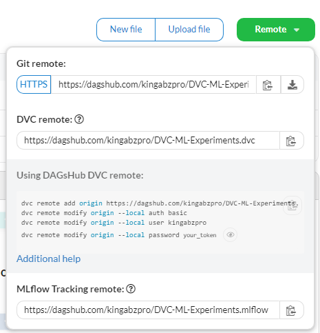 Helping command to set up your git and dvc remote server