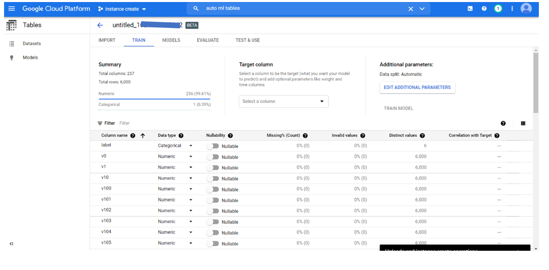 exploring data | ML model automl bigquery