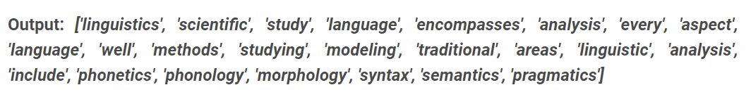 output | Text Pre-processing NLP