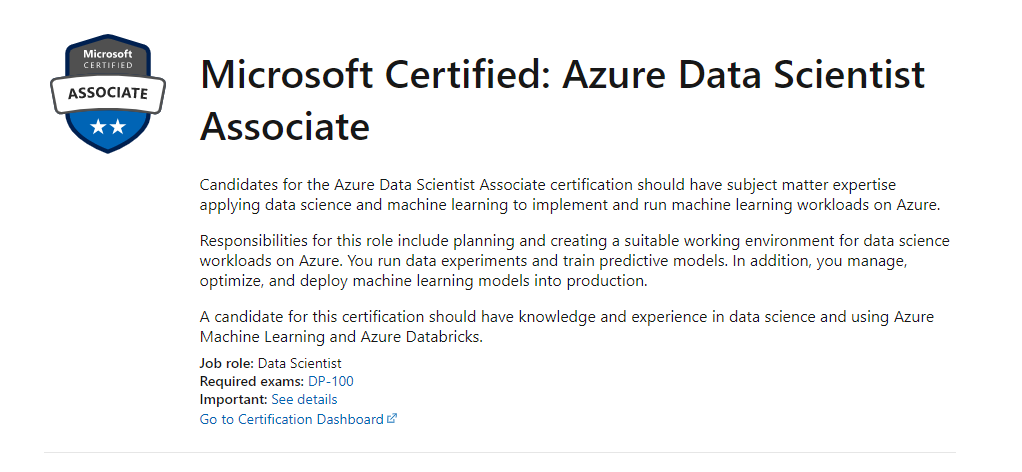 Azure data scientist associate