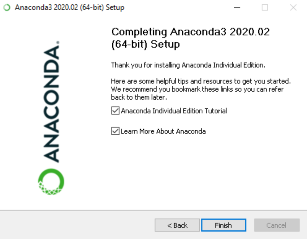 completing | Anaconda setup and numpy