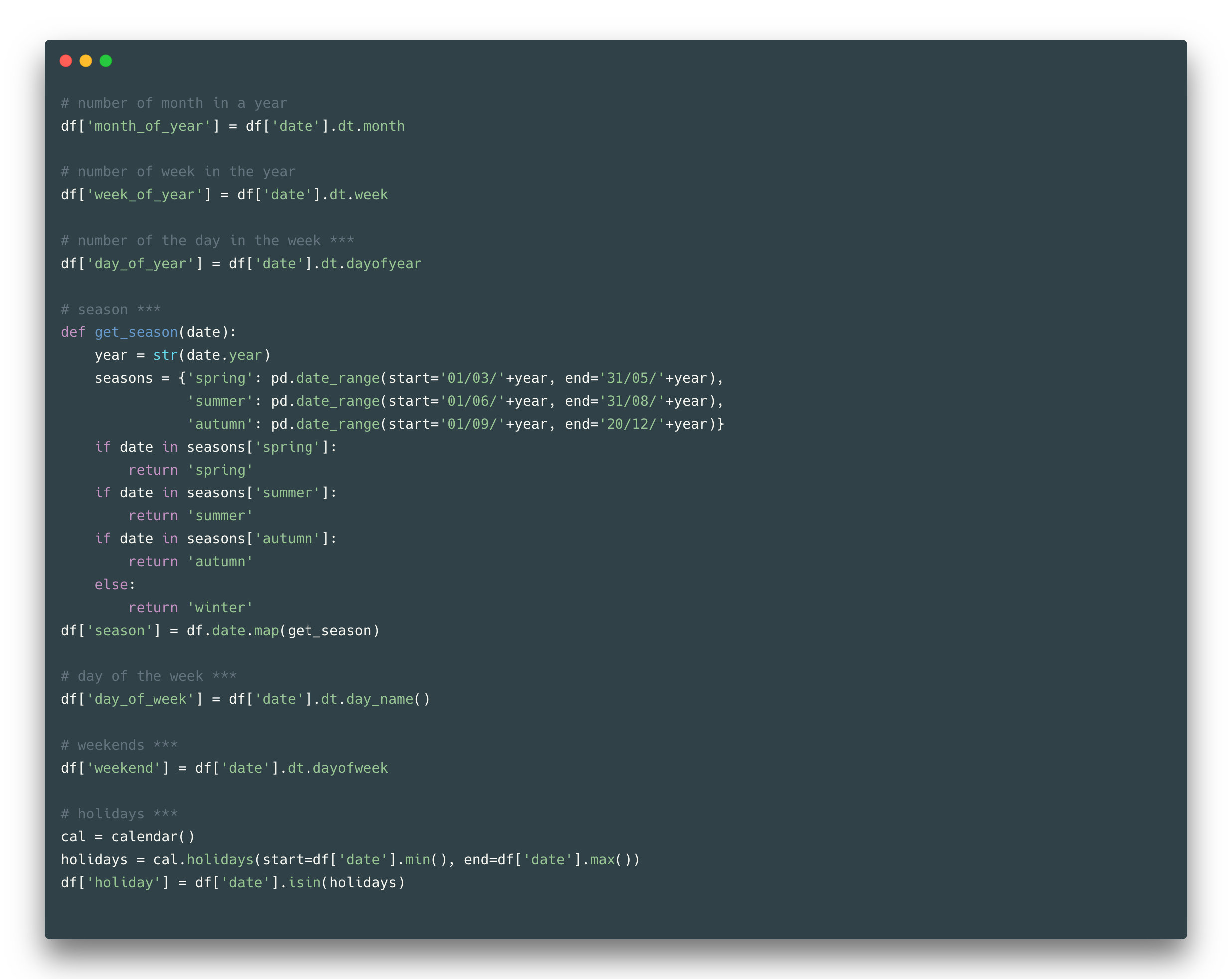 Datetime feature transformations