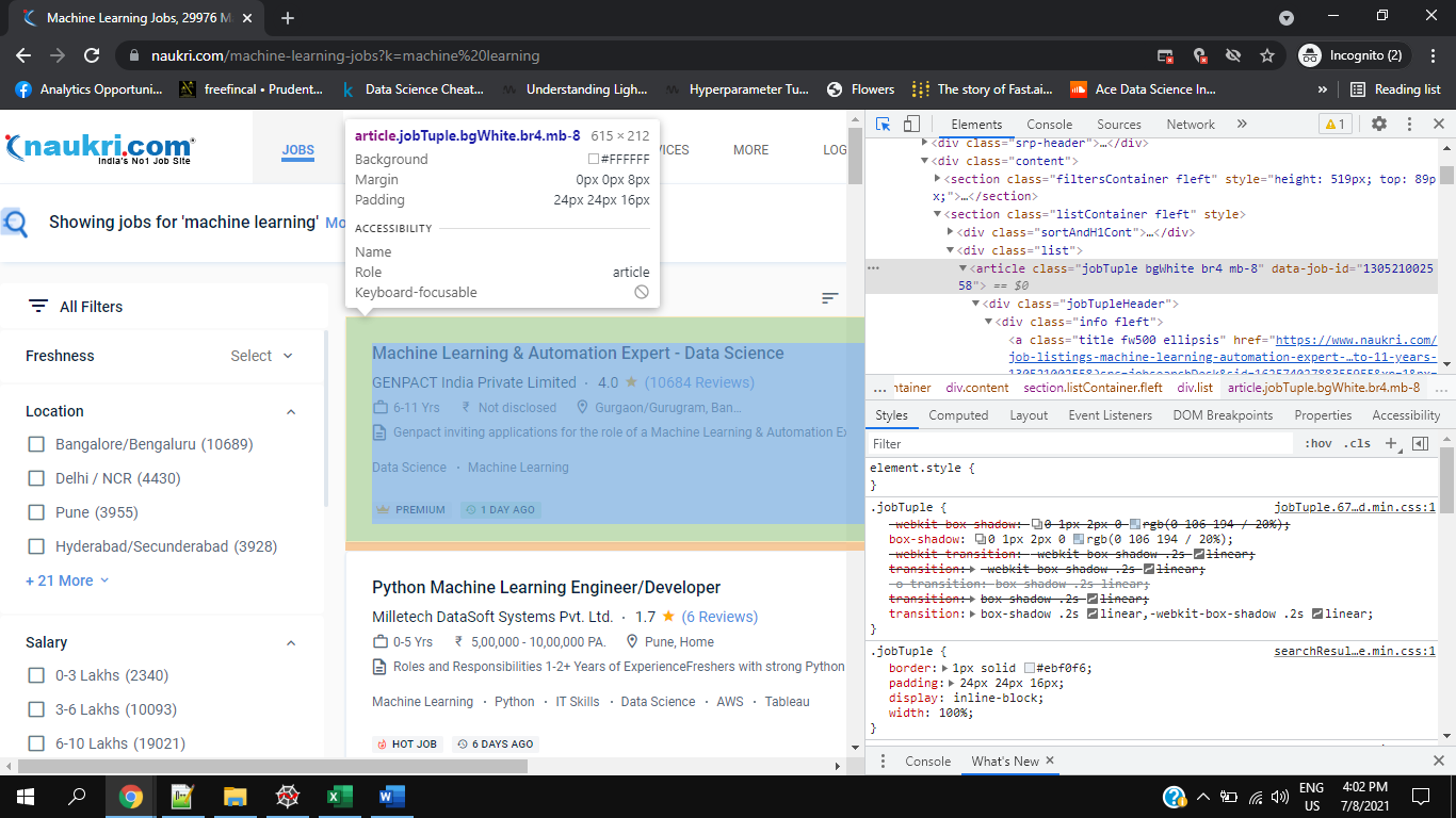 finding individual elements | data scraping python selenium