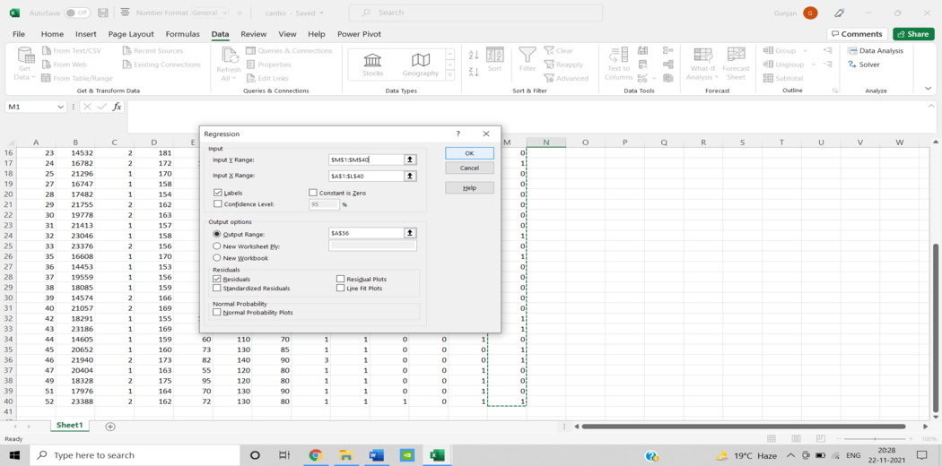 regression n excel