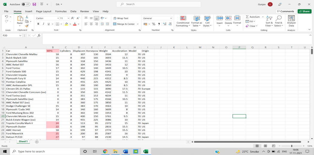 Excel Tutorial