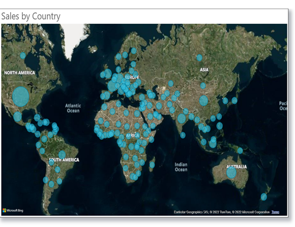 Map visualization of  sales by country