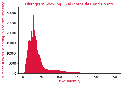 Pixel Intensity Histogram and counts
