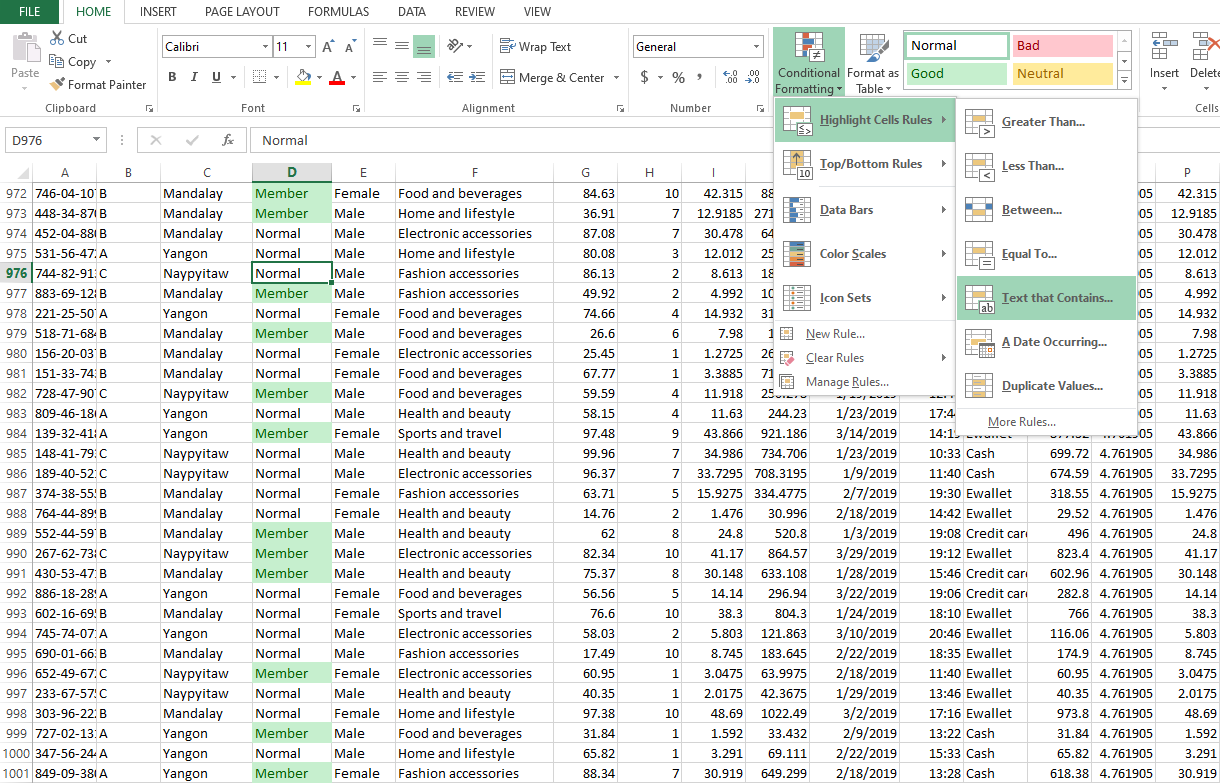 conditional formatting