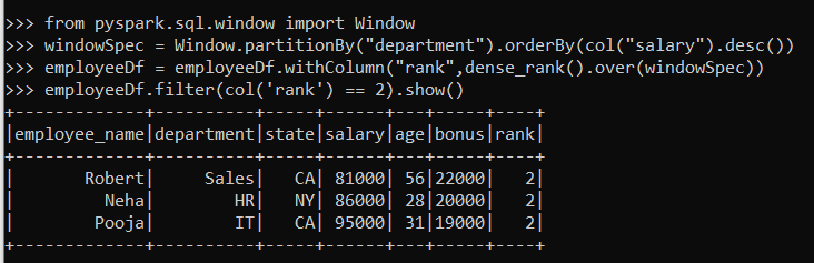 window import Data Analysis using Spark SQL