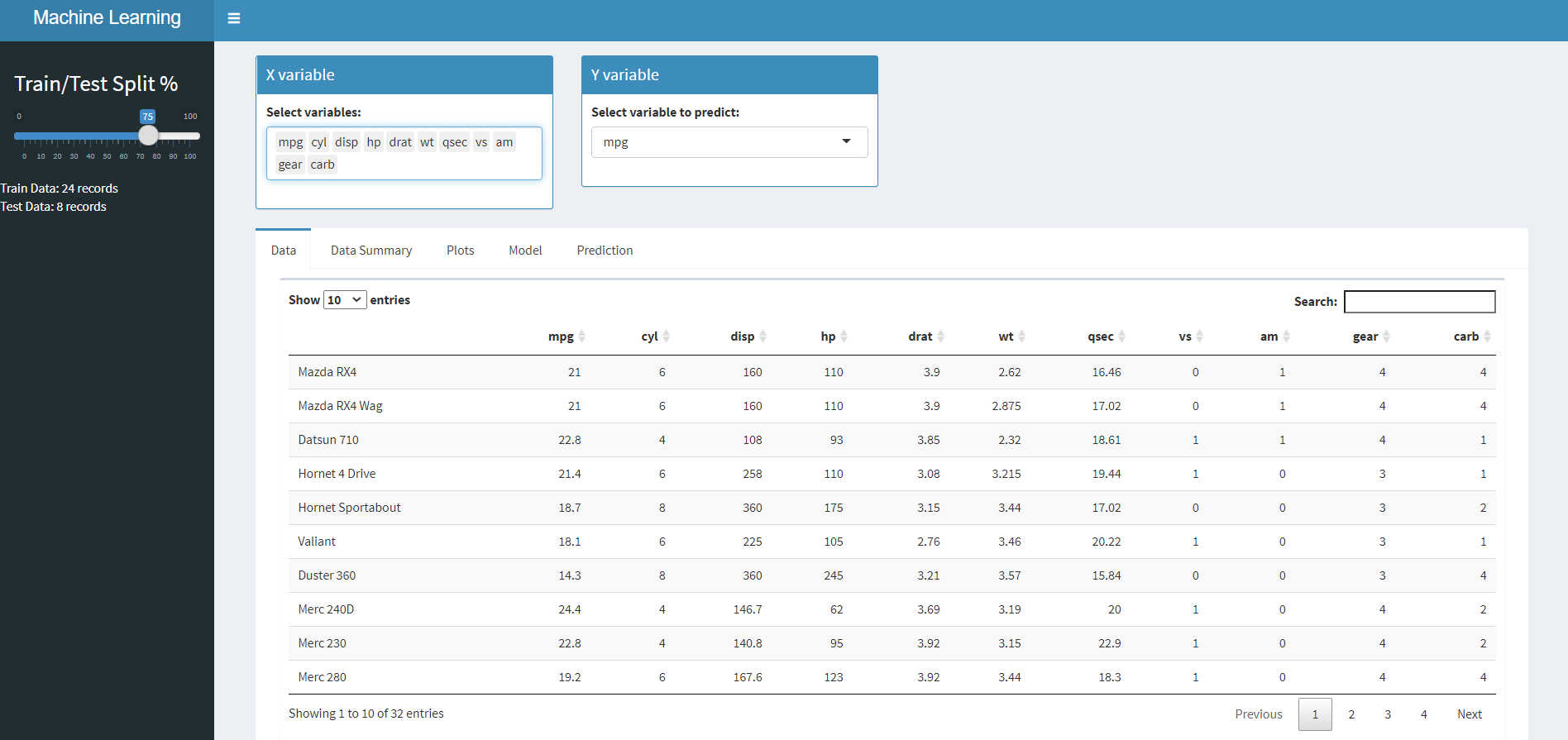 R shiny sale machine learning