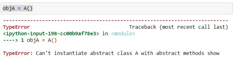 instance of abstract class | Python Object-Oriented Programming