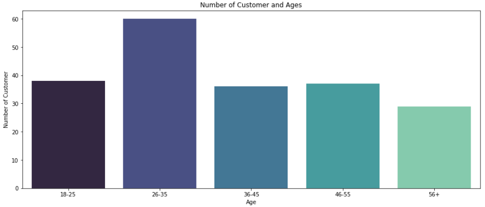 Number of customer and ages