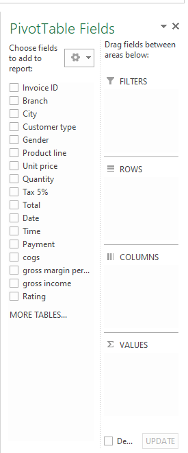 excel pivot table fields