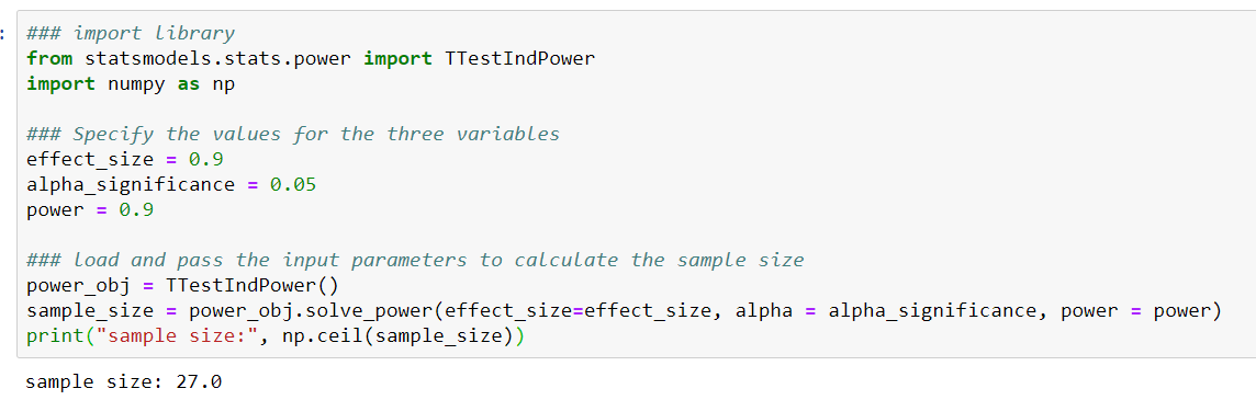 power analysis t-test