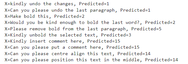 Using the model to classify a new unseen text command