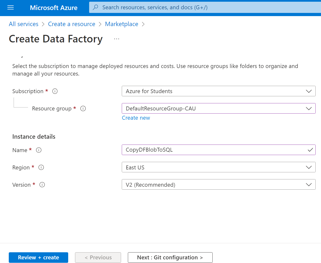From Blob Storage to SQL Database Using Azure Data Factory