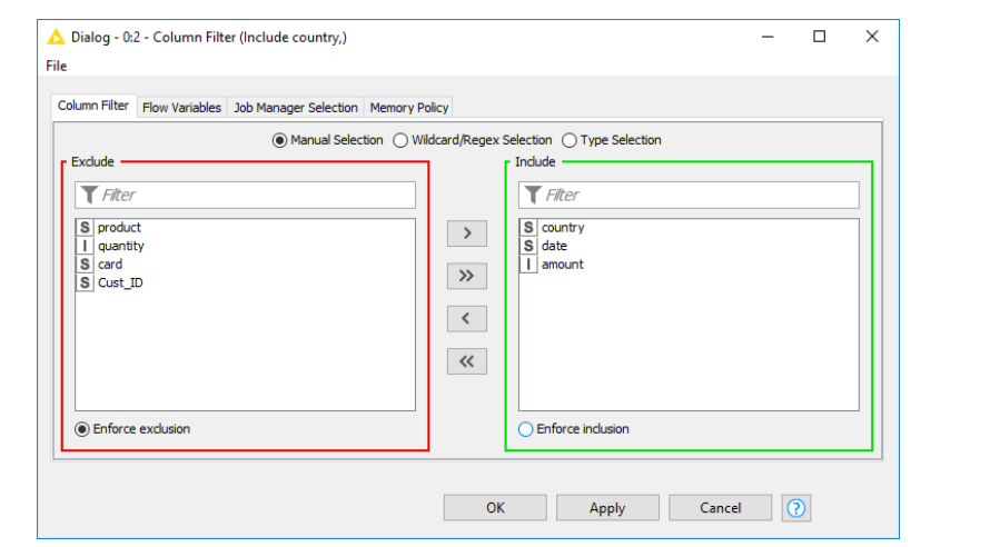 Node configuration dialog box