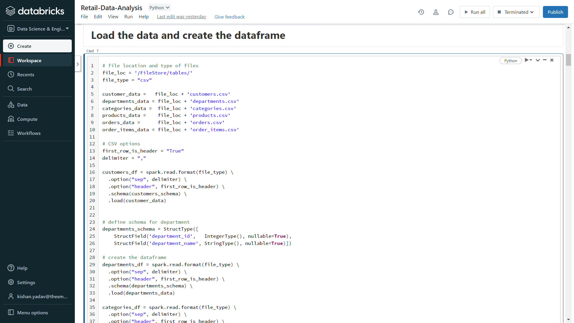 Analysis of Retail Data Insights With PySpark & Databricks