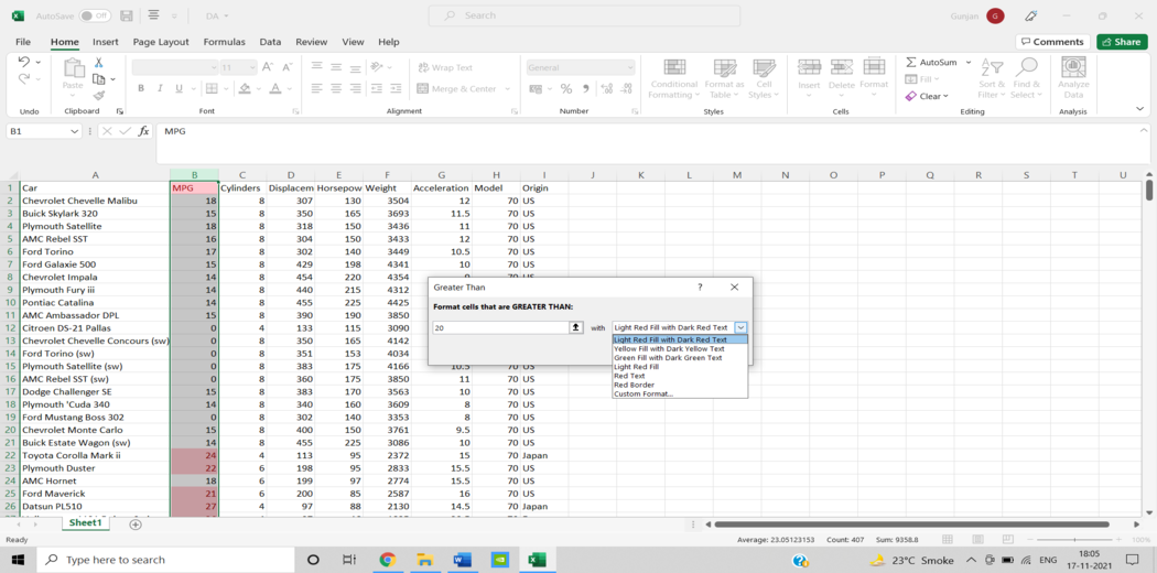 excel for data analysis