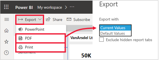 printing in power bi