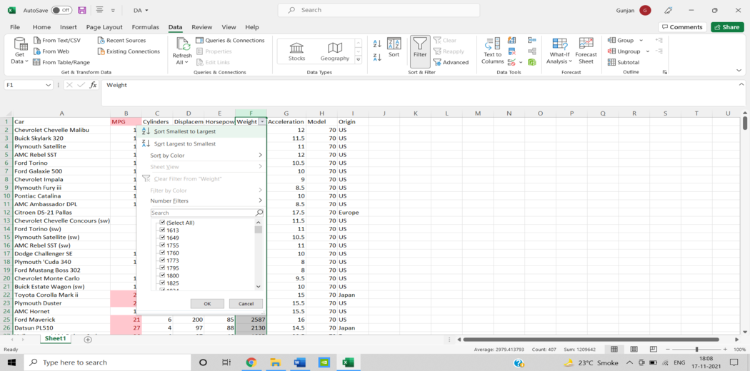 Excel Tutorial | excel for data analysis | Data analysis using excel