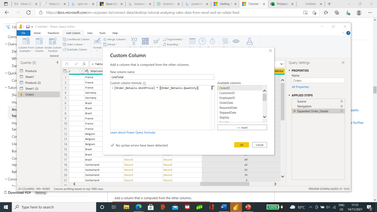 custom column in power bi