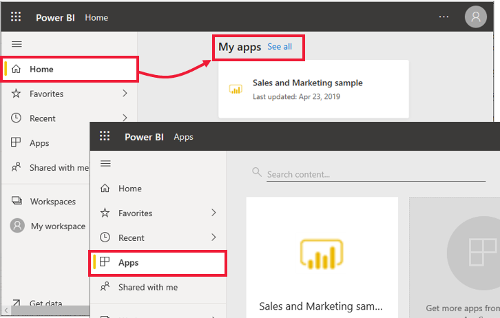 connecting with apps in power bi