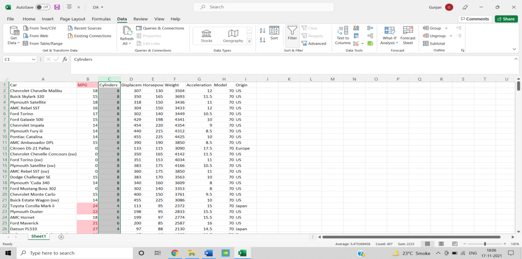 Excel Tutorial | excel for data analysis | Data analysis using excel