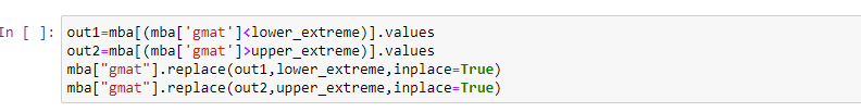 Replace outliers with quantile values