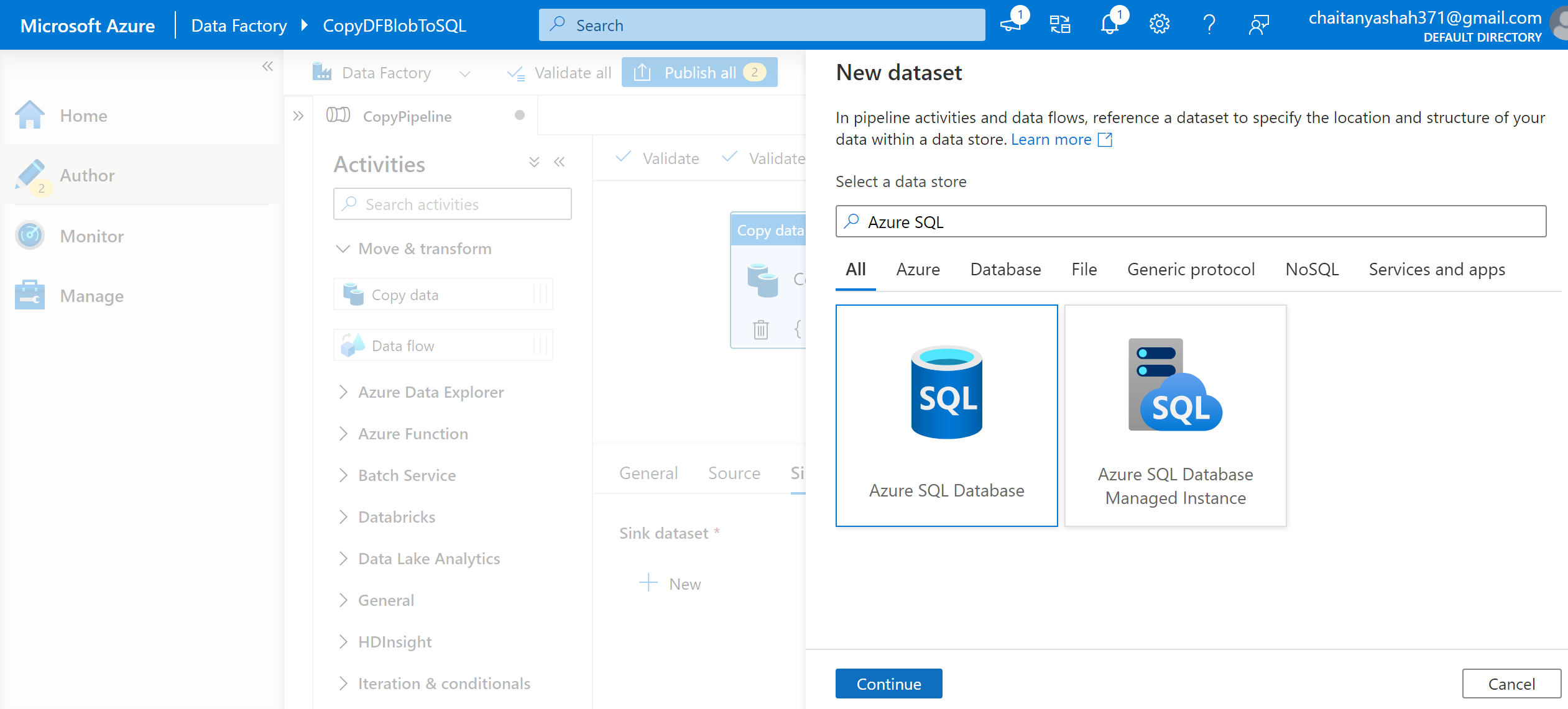 From Blob Storage to SQL Database Using Azure Data Factory